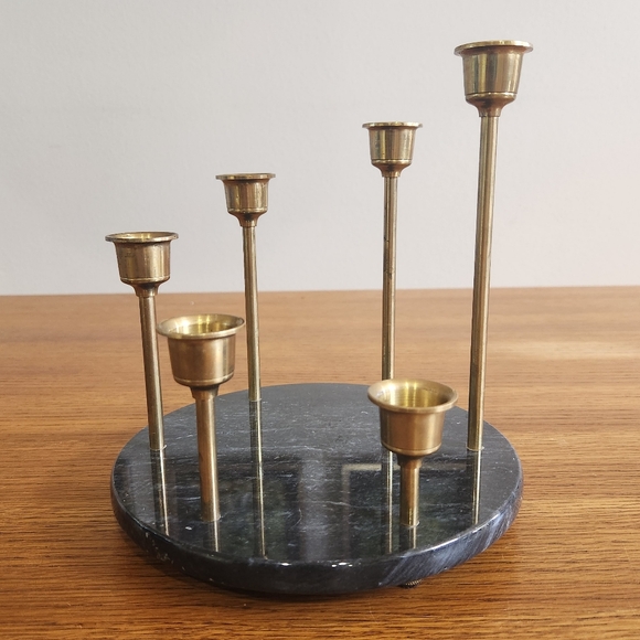 Vintage Other - Vintage Himark Giftware Brass Graduated Candlestick Holders in Black Marble Base